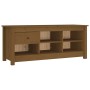 Solid pine wood shoe cabinet in honey brown color, 110x38x45.5cm by vidaXL, Shoe racks and shoe organizers - Ref: Foro24-8145...