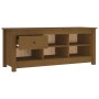 Schuhschrank Massivholz Kiefer honigbraun 110x38x45,5cm von vidaXL, Schuhregale und Schuhorganisatoren - Ref: Foro24-814597, ...