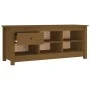 Solid pine wood shoe cabinet in honey brown color, 110x38x45.5cm by vidaXL, Shoe racks and shoe organizers - Ref: Foro24-8145...