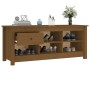 Schuhschrank Massivholz Kiefer honigbraun 110x38x45,5cm von vidaXL, Schuhregale und Schuhorganisatoren - Ref: Foro24-814597, ...