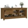 Solid pine wood shoe cabinet in honey brown color, 110x38x45.5cm by vidaXL, Shoe racks and shoe organizers - Ref: Foro24-8145...