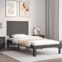 Estructura de cama con cabecero madera maciza gris 90x200 cm