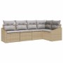Conjunto de sofá de jardín 5 pcs Beige Poliratán