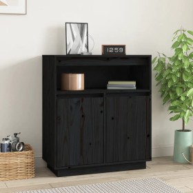 Sideboard aus massivem schwarzem Kiefernholz, 70 x 34 x 80 cm von vidaXL, Sideboards - Ref: Foro24-814388, Preis: 77,92 €, Ra...