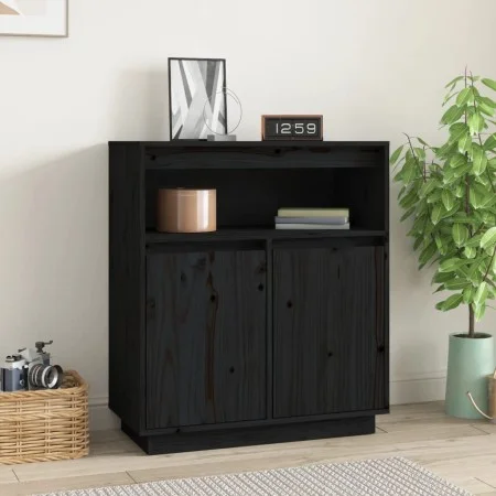 Solid black pine wood sideboard 70x34x80 cm by vidaXL, Sideboards - Ref: Foro24-814388, Price: 77,92 €, Discount: %