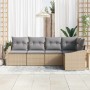 Conjunto de sofá de jardín 5 pcs Beige Poliratán