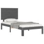 Estructura de cama con cabecero madera maciza gris 90x200 cm