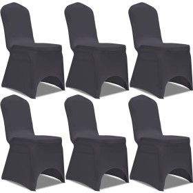 Funda de silla elástica 6 unidades gris antracita