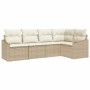 Conjunto de sofá de jardín 5 pcs Beige Poliratán
