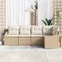 Conjunto de sofá de jardín 5 pcs Beige Poliratán