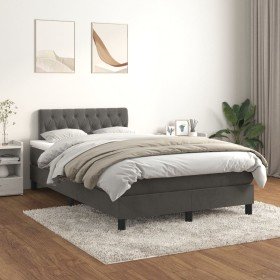 Cama box spring con colchón terciopelo gris oscuro 120x200 cm Cama box spring con colchón terciopelo gris oscuro 120x200 cm