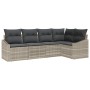 Conjunto de sofá de jardín 5 pcs Gris claro Poliratán