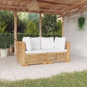 Corner garden sofa with 2-piece solid teak wood cushions by vidaXL, Garden sets - Ref: Foro24-3100863, Price: 428,76 €, Disco...