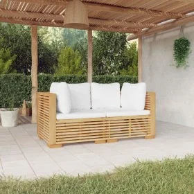 Corner garden sofa with 2-piece solid teak wood cushions by vidaXL, Garden sets - Ref: Foro24-3100863, Price: 423,37 €, Disco...