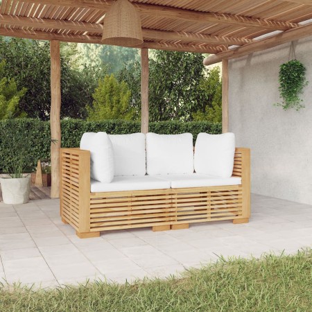 Sofá esquina jardín con cojines 2 piezas madera maciza teca de vidaXL, Conjuntos de jardín - Ref: Foro24-3100863, Precio: 410...