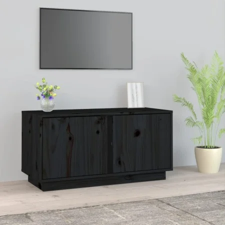 TV-Ständer aus massivem Kiefernholz schwarz 80x35x40,5 cm von vidaXL, TV-Möbel - Ref: Foro24-814473, Preis: 49,21 €, Rabatt: %