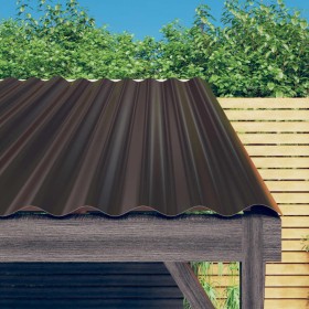Paneles de tejado 12 unidades acero recubierto marrón 100x36 cm