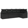 Conjunto de sofá de jardín 5 pcs Negro Poliratán