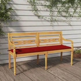 Batavia bench with red cushion solid teak wood 150 cm by vidaXL, garden benches - Ref: Foro24-3100832, Price: 246,82 €, Disco...