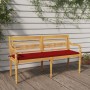 Batavia bench with red cushion solid teak wood 150 cm by vidaXL, garden benches - Ref: Foro24-3100832, Price: 250,65 €, Disco...