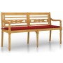 Batavia Bank mit rotem Kissen aus massivem Teakholz 150 cm von vidaXL, Gartenbänke - Ref: Foro24-3100832, Preis: 250,65 €, Ra...