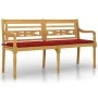 Batavia bench with red cushion solid teak wood 150 cm by vidaXL, garden benches - Ref: Foro24-3100832, Price: 246,82 €, Disco...