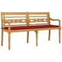 Batavia bench with red cushion solid teak wood 150 cm by vidaXL, garden benches - Ref: Foro24-3100832, Price: 250,65 €, Disco...