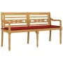 Batavia bench with red cushion solid teak wood 150 cm by vidaXL, garden benches - Ref: Foro24-3100832, Price: 246,82 €, Disco...