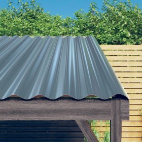 Paneles de tejado 12 unidades acero recubierto gris 60x36 cm