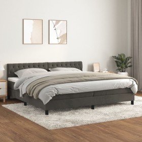 Cama box spring con colchón terciopelo gris oscuro 200x200 cm en Camas y somieres | Comprar online en Foro24