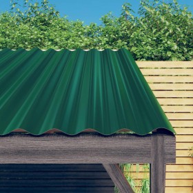 Paneles de tejado 12 unidades acero recubierto verde 100x36 cm