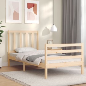 Estructura de cama con cabecero madera maciza 100x200 cm