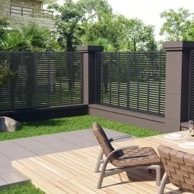 Grauer WPC-Lamellenzaun 180x180 cm von vidaXL, Zaunpaneele - Ref: Foro24-318107, Preis: 196,41 €, Rabatt: %