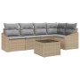 Conjunto de sofá de jardín 6 pcs Beige Poliratán