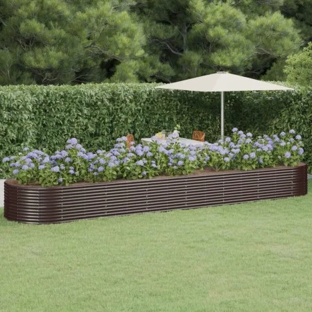 Brown powder coated steel flower bed planter 584x140x68cm by vidaXL, Pots and planters - Ref: Foro24-319120, Price: 278,47 €,...