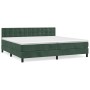 Cama box spring con colchón terciopelo verde oscuro 200x200 cm