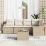 Conjunto de sofá de jardín 6 pcs Beige Poliratán