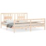Bed frame with solid wood headboard 200x200 cm by vidaXL, Beds and slatted bases - Ref: Foro24-3194591, Price: 146,10 €, Disc...