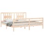 Bed frame with solid wood headboard 200x200 cm by vidaXL, Beds and slatted bases - Ref: Foro24-3194591, Price: 146,10 €, Disc...