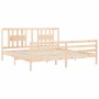 Bed frame with solid wood headboard 200x200 cm by vidaXL, Beds and slatted bases - Ref: Foro24-3194591, Price: 146,10 €, Disc...