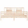 Bed frame with solid wood headboard 200x200 cm by vidaXL, Beds and slatted bases - Ref: Foro24-3194591, Price: 146,10 €, Disc...