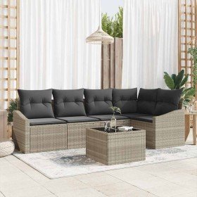Conjunto de sofá de jardín 6 pcs Gris claro Poliratán Conjunto de sofá de jardín 6 pcs Gris claro Poliratán