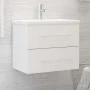 Schrank mit Waschbecken aus weißem Holzwerkstoff von vidaXL, Badezimmerwaschtische - Ref: Foro24-3099041, Preis: 172,47 €, Ra...
