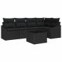 Conjunto de sofá de jardín 6 pcs Negro Poliratán
