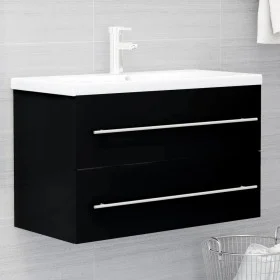 Black chipboard cabinet with sink by vidaXL, bathroom vanities - Ref: Foro24-3099051, Price: 193,33 €, Discount: %
