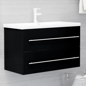 Schwarzer Spanplattenschrank mit Spüle von vidaXL, Badezimmerwaschtische - Ref: Foro24-3099051, Preis: 200,92 €, Rabatt: %