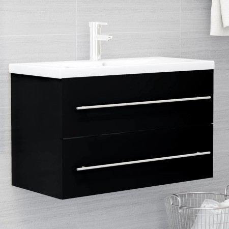 Mueble con lavabo de aglomerado negro