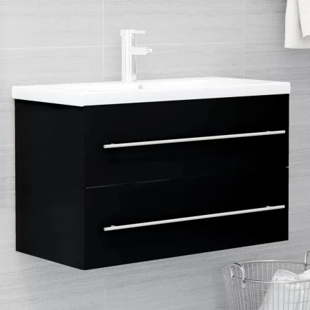 Mueble con lavabo de aglomerado negro de vidaXL, Tocadores de baño - Ref: Foro24-3099051, Precio: 193,32 €, Descuento: %
