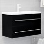 Mueble con lavabo de aglomerado negro