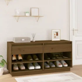 Massiver Schuhregalschrank aus honigbraunem Kiefernholz, 110 x 34 x 52 cm von vidaXL, Schuhregale und Schuhorganisatoren - Re...